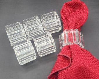NAPKIN RINGS Acrylic 6 Sided Set Of 6 Napkin Holder