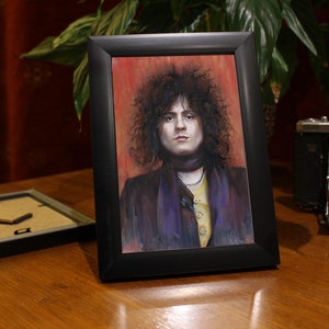 Marc Bolan oil painting/print. Framed (6x4) Portrait. T-Rex, Singer & Guitarist