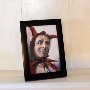 Rik Mayall oil painting/print. Framed (6x4) Portrait. Alternative comedian. Bottom. Performer. Actor.