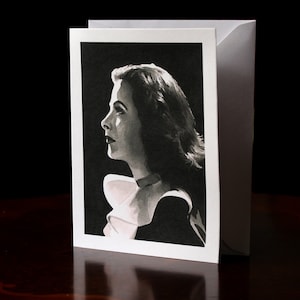 Cartão de felicitações Hedy Lamarr - Impressão de retrato com caneta e tinta - Atriz - Inventora - Vintage - Hollywood - Glamour