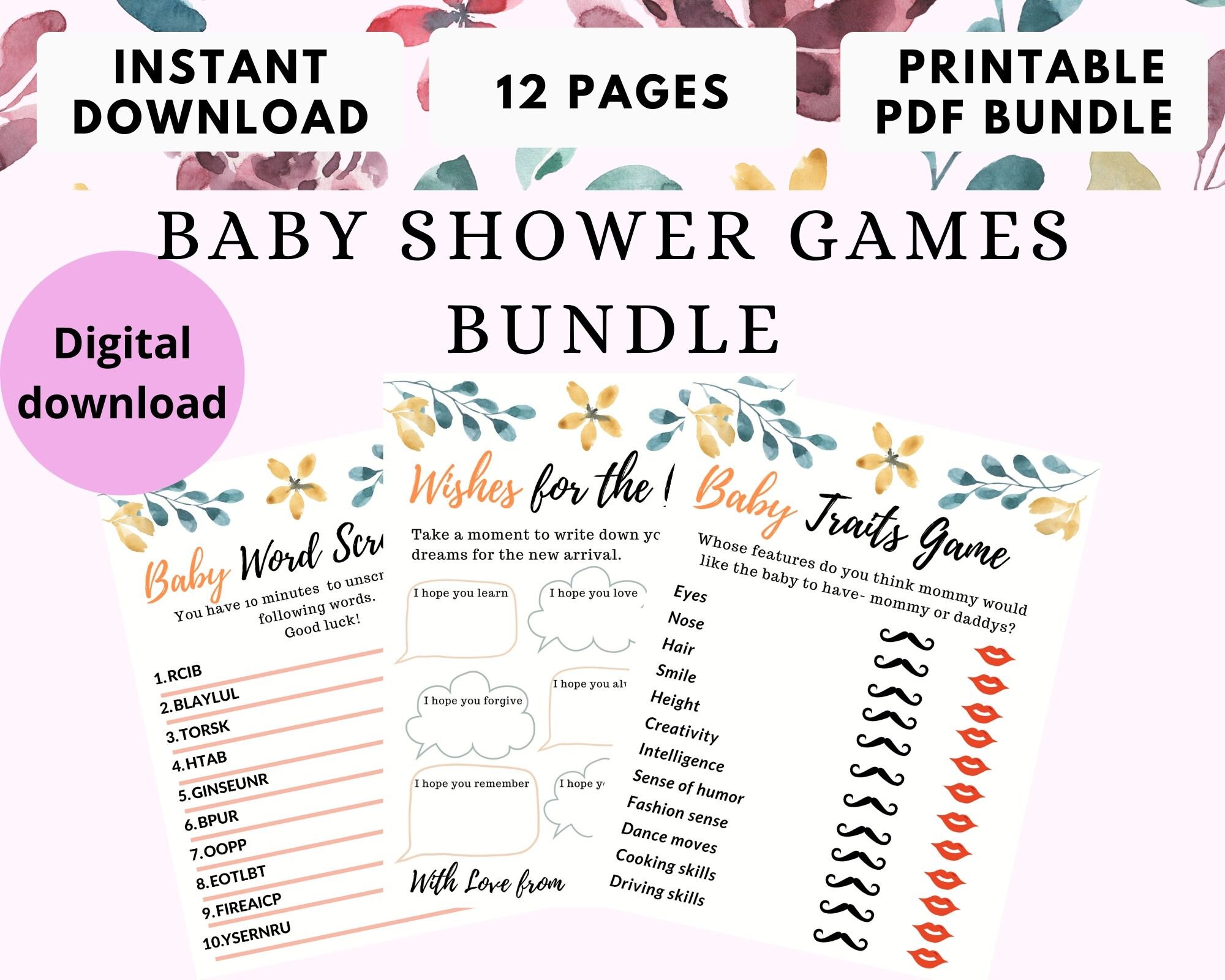 Baby shower printable games uk baby shower games digital Etsy España