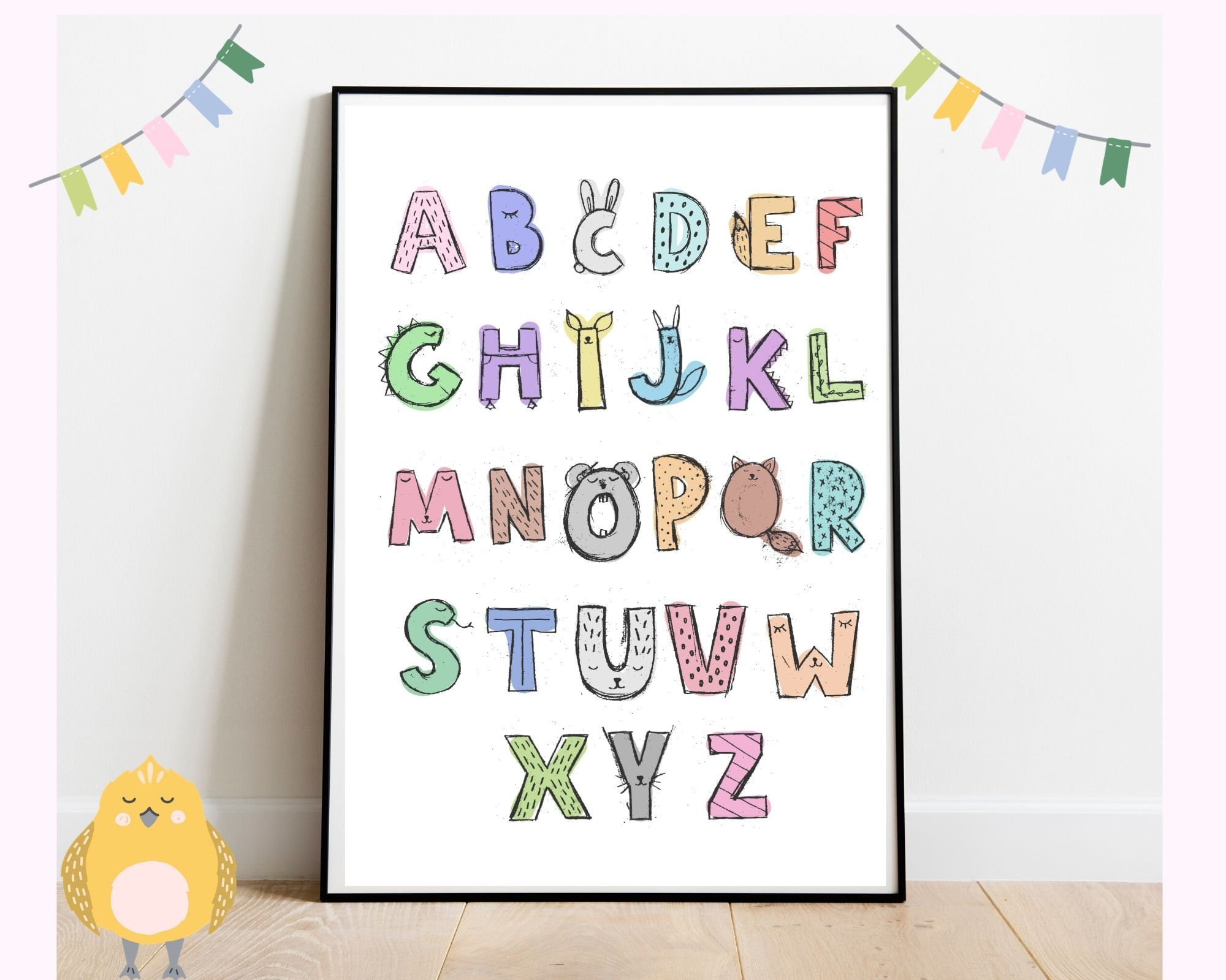 Alphabet Wall Printable, ABC Wall Art, ABC Printable, Downloadable