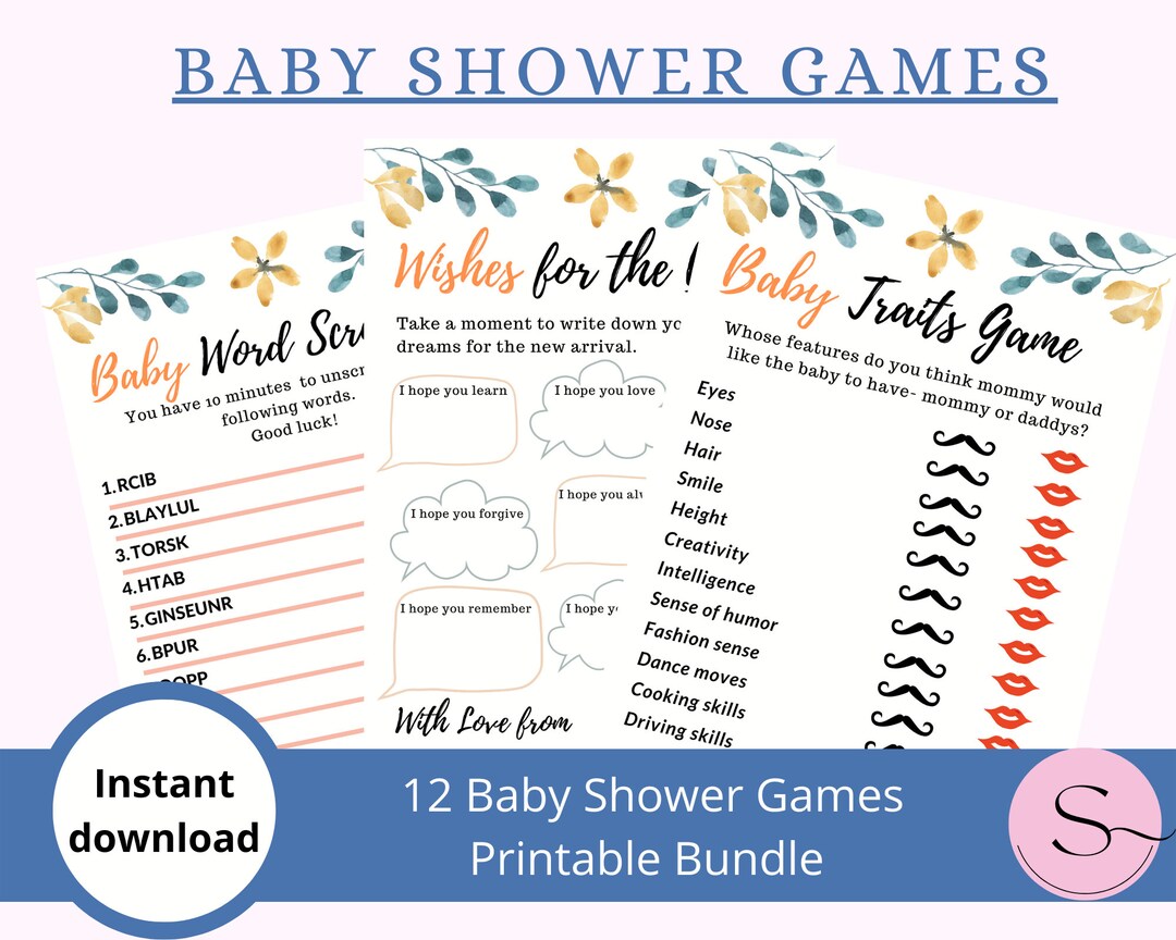 Juegos imprimibles de baby shower uk, juegos de baby shower digitales