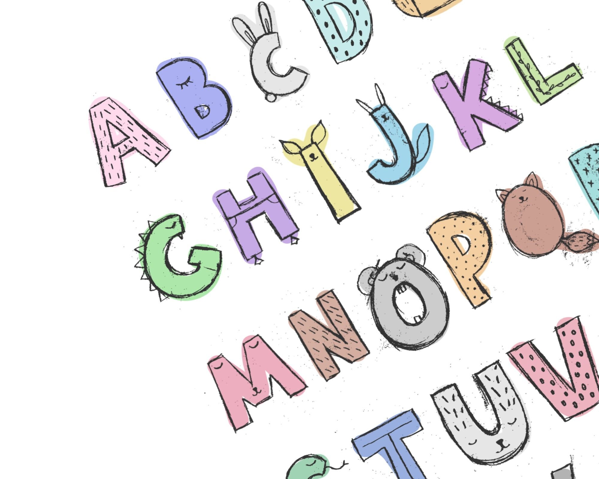 Alphabet Wall Printable, ABC Wall Art, ABC Printable, Downloadable