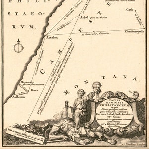 Philister Land alte Karte - 18. Jahrhundert - David und Goliath - Jordanien Heilige gelobtland Bibel Gaza-Streifen - Instant Digital Download - M12