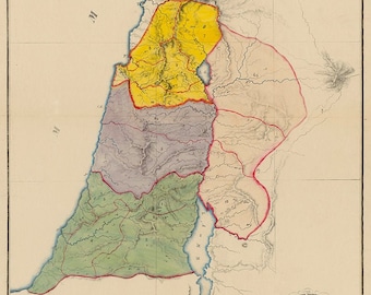 PALESTINE Old Map - Levrault 1833 Dead Sea Holy Promised Land Bible Israel Jerusalem Plan Color Vintage - Instant Digital Download - M5
