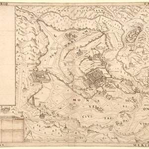 エルサレム古地図パレスチナ - 16 世紀 - ユダヤ第二神殿の丘 - 聖なる約束の地パレスチナ聖書インスタントデジタルダウンロード - M14