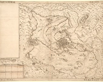 JERUSALEM Old Map Palestine - 16th century - Jewish Second Temple Mount - Holy Promised Land Bible Palestine Instant Digital Download - M14