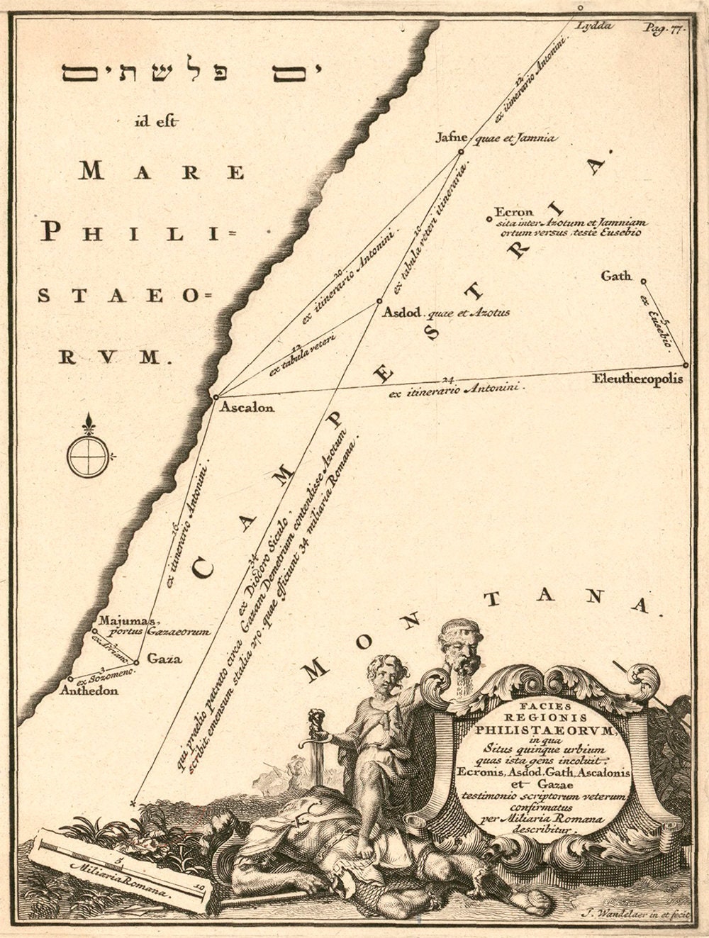 Philister Land alte Karte 18. Jahrhundert David und - Etsy.de
