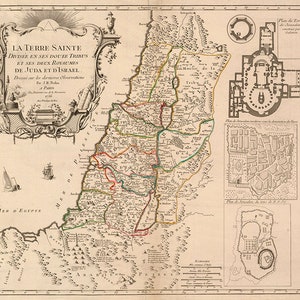 ISRAEL PALESTINE alte Karte - Nolin 1756 - Tempel von Jerusalem - Jordanien Syrien Heilige gelobte Land Bibel Judäa - Instant Digital Download - M10