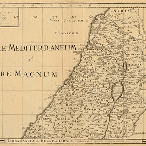 KÖNIGREICH Israel alte Karte - 1677 - Terra Sancta - Phönizien Heiliges Land biblische Palästina Syrien Naher Osten - Instant Digital Download - M16