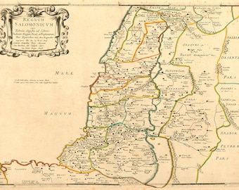 KINGDOM of Israel Old Map King Solomon Philippe de La Rue 1650 Dead Sea Holy Promised Land Bible Palestine Instant Digital Download - M4