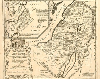 KINGDOM of Israel Old Map King Solomon - Moullart-Sanson 1750 Arabia Syria Holy Promised Land Bible Palestine Instant Digital Download - M2