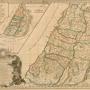 KÖNIGREICH von Salomo Israel alte Karte - Vaugondy 1745 - hebräische Monarchie - Heilige gelobte Land Bibel Palästina - Instant Digital Download - M13