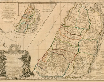 KINGDOM of Solomon Israel Old Map - Vaugondy 1745 - Hebrew Monarchy - Holy Promised Land Bible Palestine - Instant Digital Download - M13