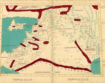 PTOLEMY Middle East Map - 1470 Antique Manuscript - Jordan Syria Cyprus Turkey Arabia Mesopotamia Iraq - Instant Digital Download - M17