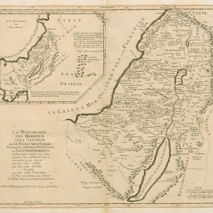 KÖNIGREICH Israel alte Karte König Salomon -Moullart-Sanson 1730 arabische Wüste Heilige gelobte Land Bibel Palästina Instant Digital Download - M3