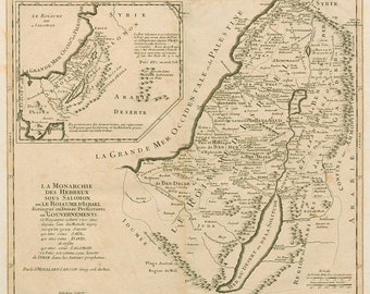 KINGDOM of Israel Old Map King Solomon -Moullart-Sanson 1730 Arabian Desert Holy Promised Land Bible Palestine Instant Digital Download - M3