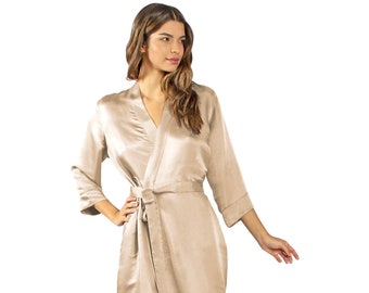 Luxury Artisan Silk Robes For Women, Short, Washable Natural Mulberry Silk
