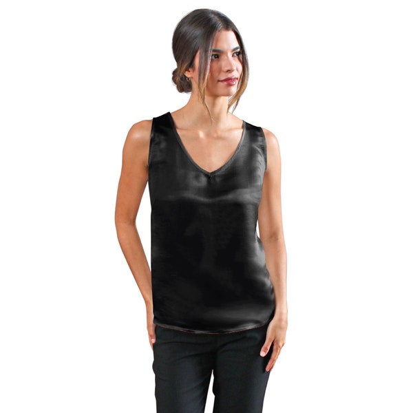 Tara Sartoria Artisan Seiden-Tanktop mit V-Ausschnitt