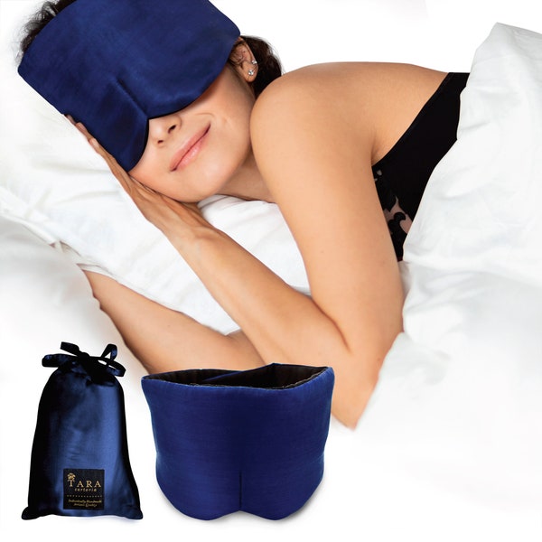 Tara Sartoria Artisan Masque de sommeil en soie fait à la main, masque en soie fait à la main, masque pour les yeux pour dormir, 27 Momme soie de mûrier naturelle