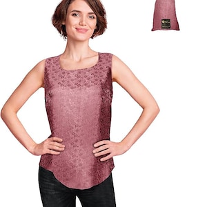 Tara Sartoria Artisan Silk Jacquard Tank Top in Round Neck