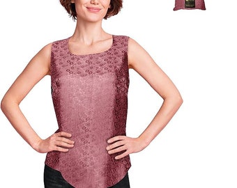 Tara Sartoria Artisan Silk Jacquard Tank Top in Round Neck