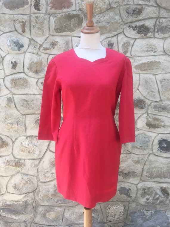 Strawberry red tailored handmade dress
