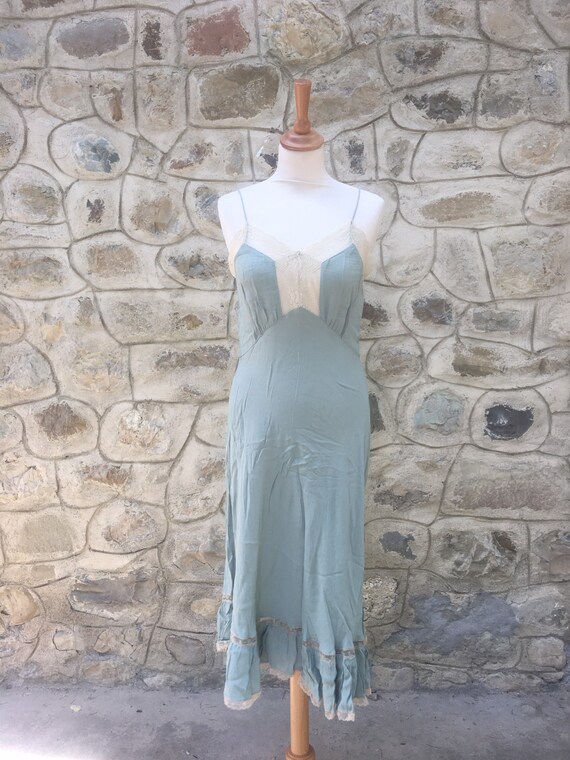 90s slip dress in pastel green