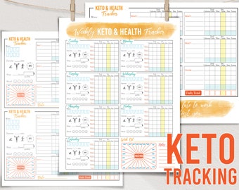 Weekly and Daily Keto, Sleep, Water, Exercise, Mood Tracker Bundle Original Art Digital Download, keto tracker, health tracker, fitness