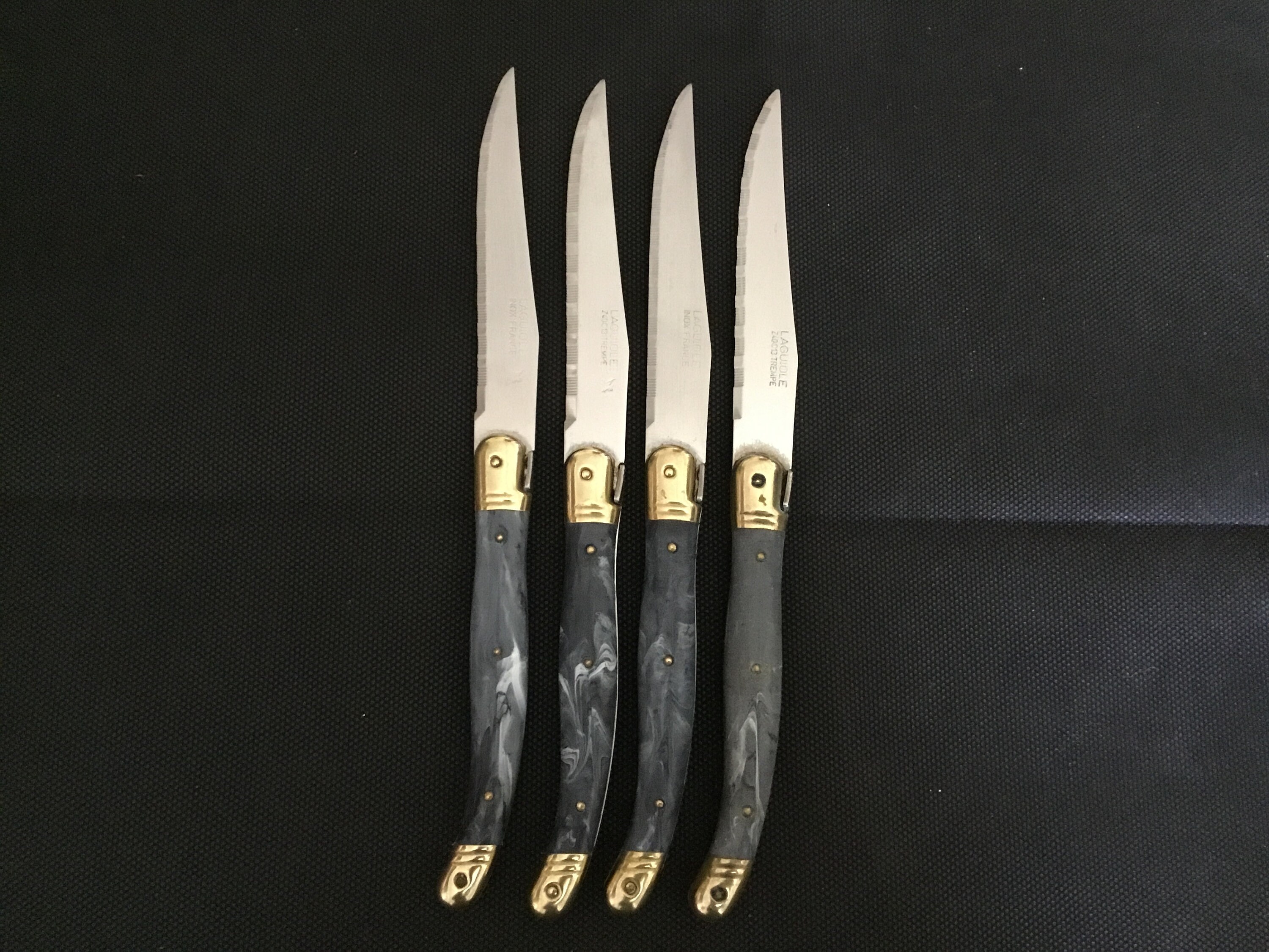Vintage Laguiole Steak knives Resin marble handles Etsy
