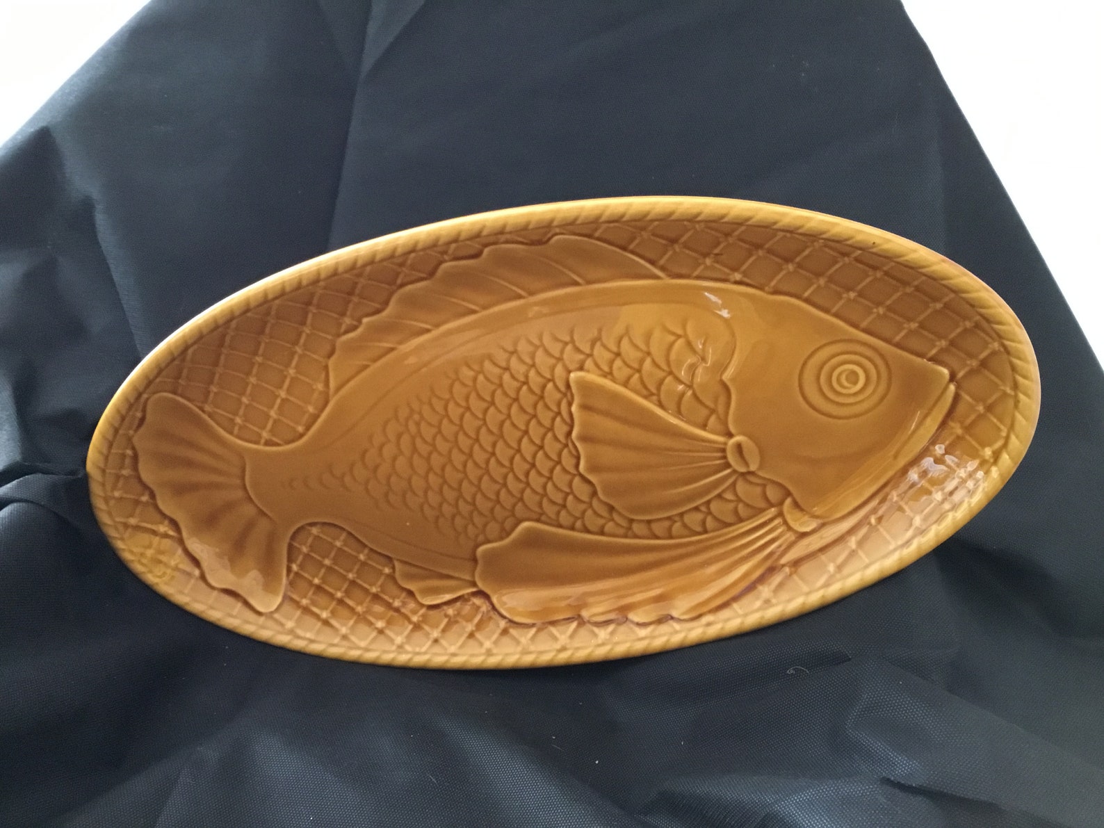 GIEN Vintage French Majolica fish plate and jug GIEN Etsy