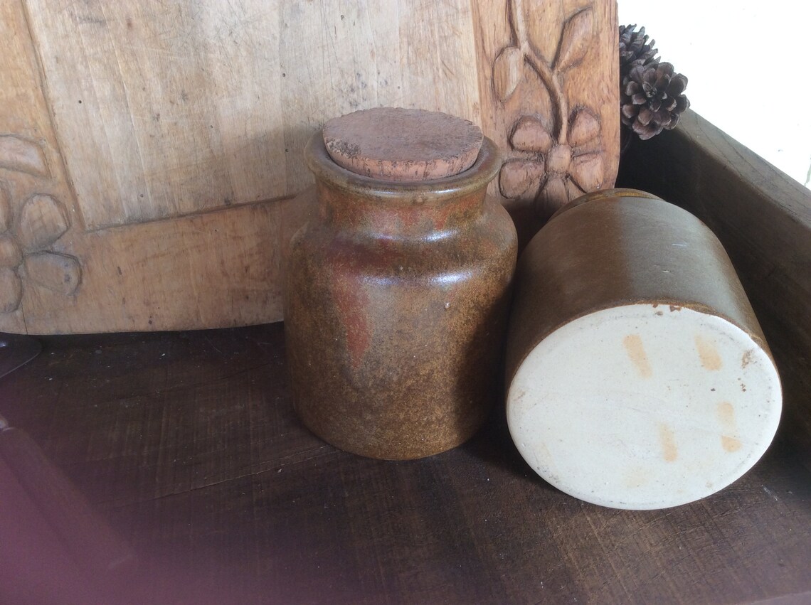 Two Vintage French Mustard Pots Earthenware Glazed storage Etsy