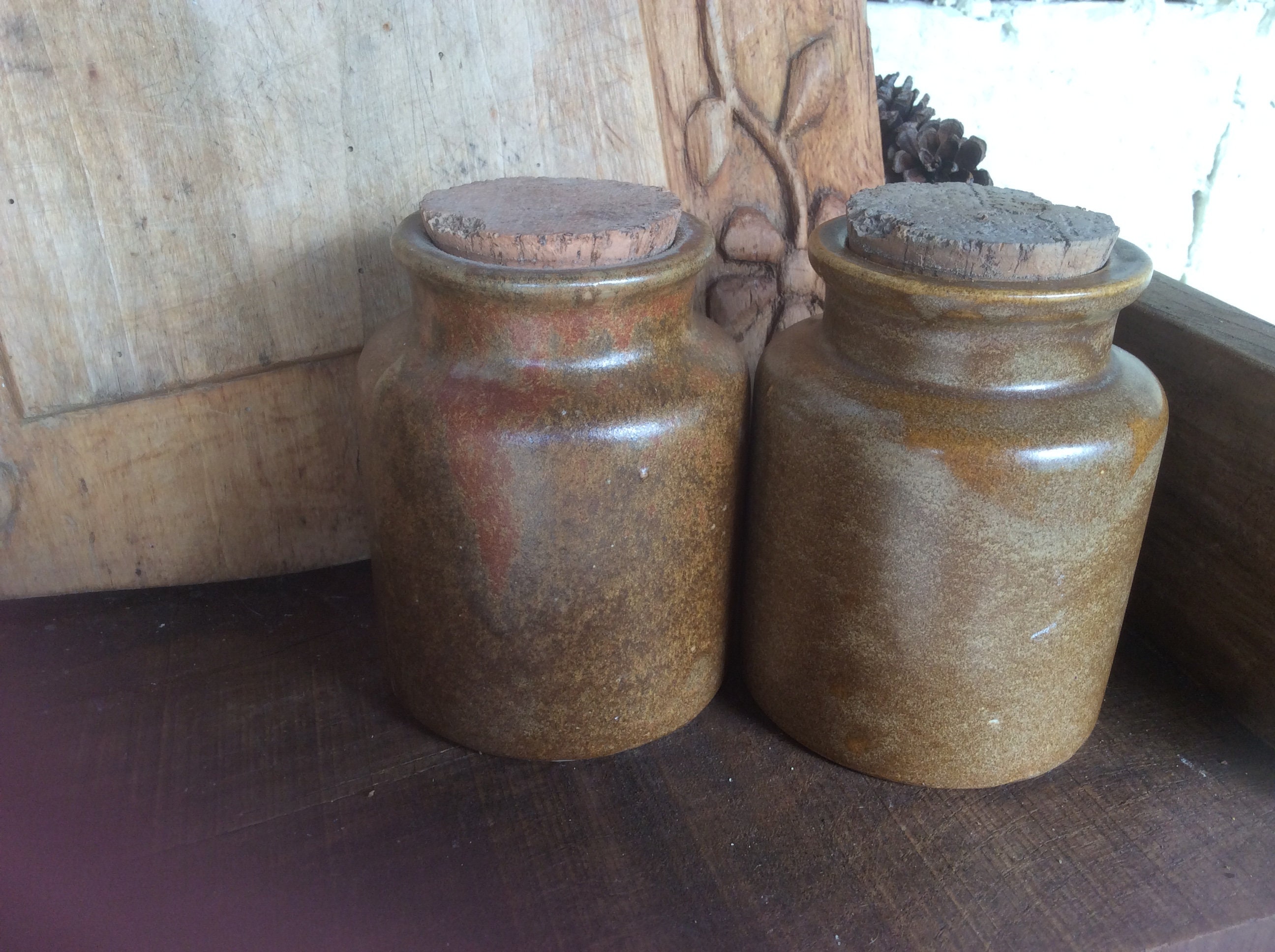 Two Vintage French Mustard Pots Earthenware Glazed storage Etsy