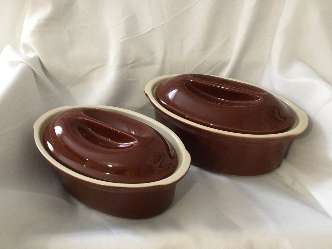 TWO EMILE HENRY ceramic oval casserole pots lidded terrine Etsy
