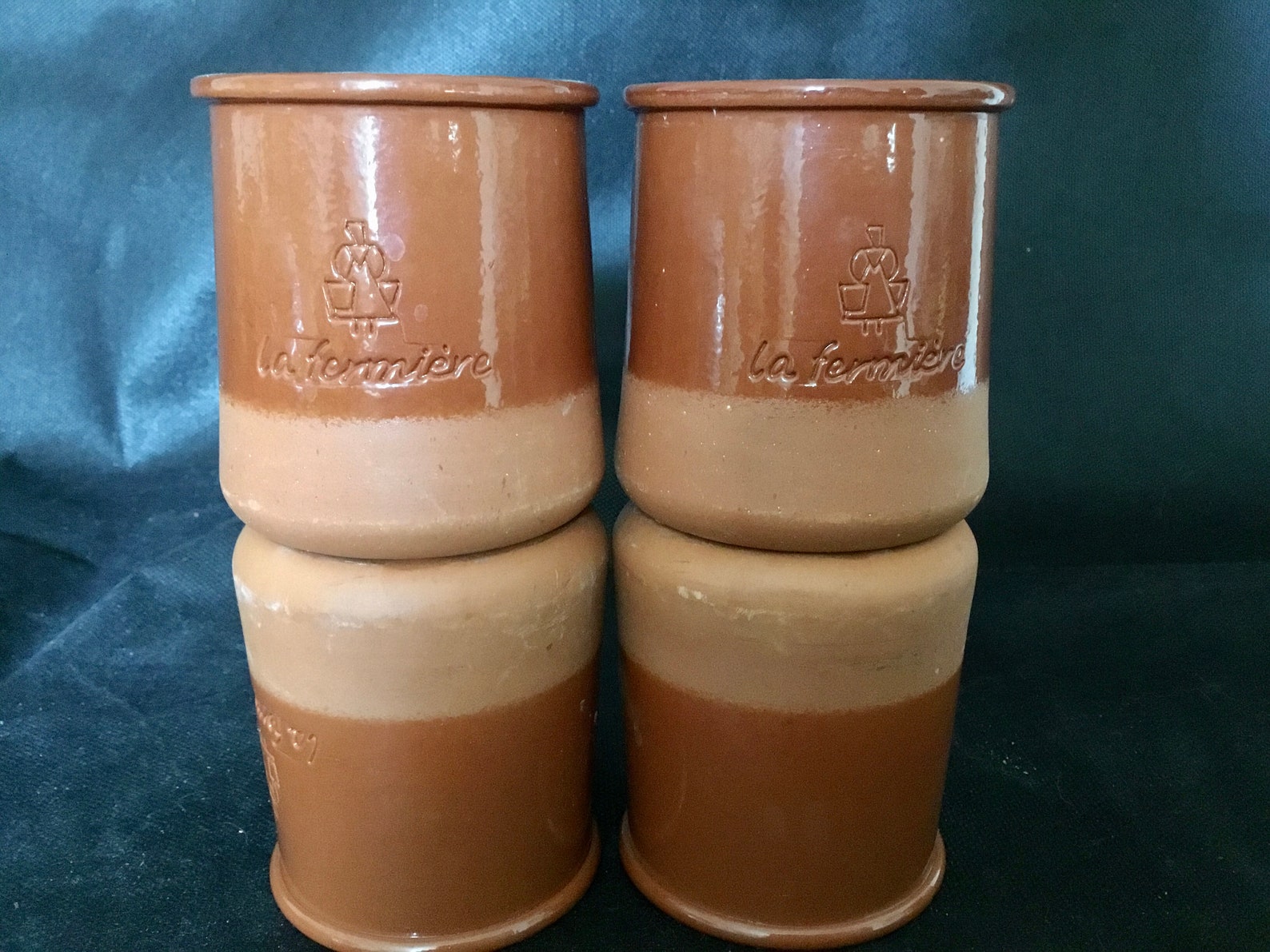 4 La Fermiere yogurt pots Pottery pots Glazed Terracotta Etsy