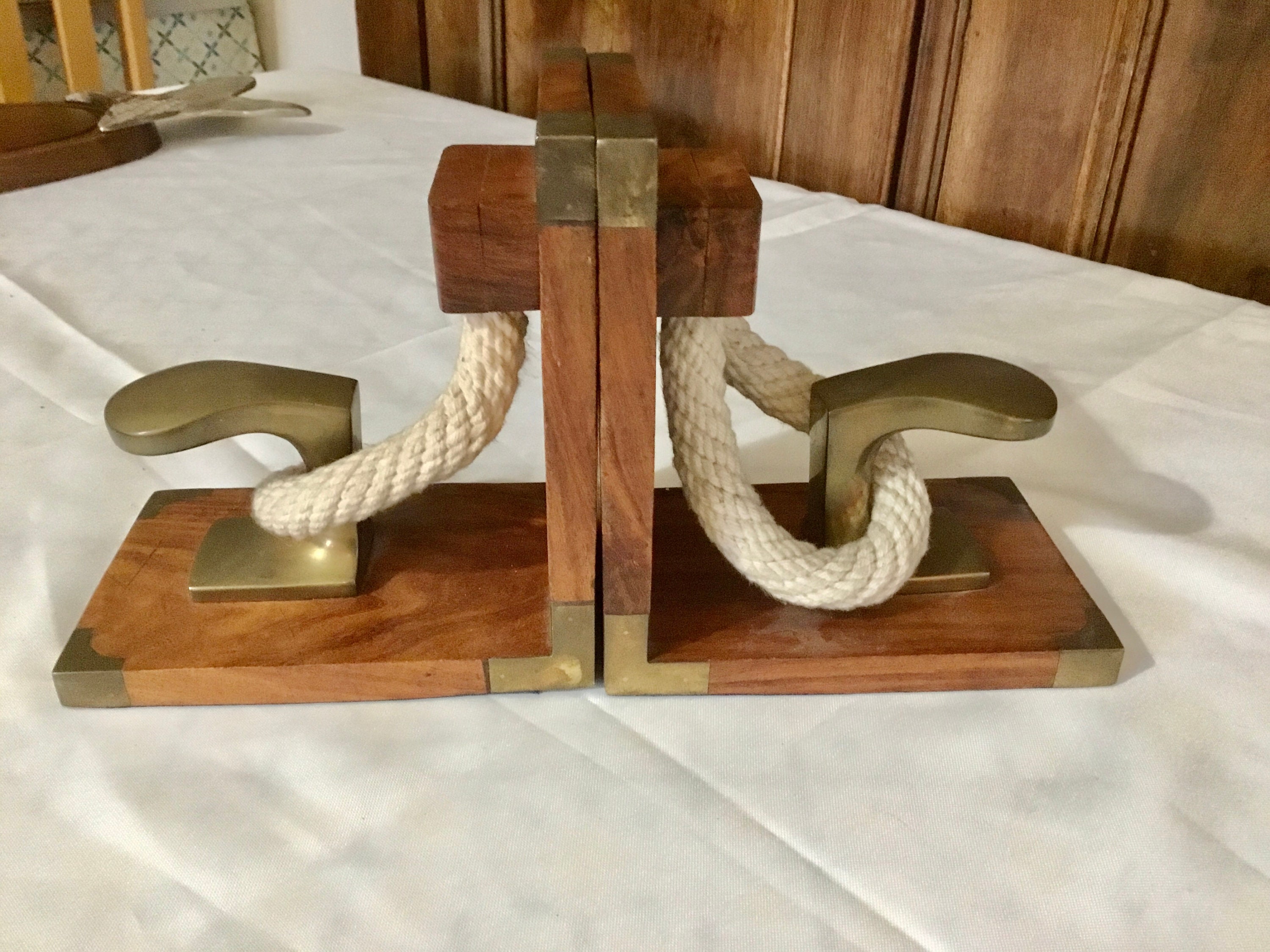 STUNNING Nautical themed bookends Wood and brass Maritime Etsy