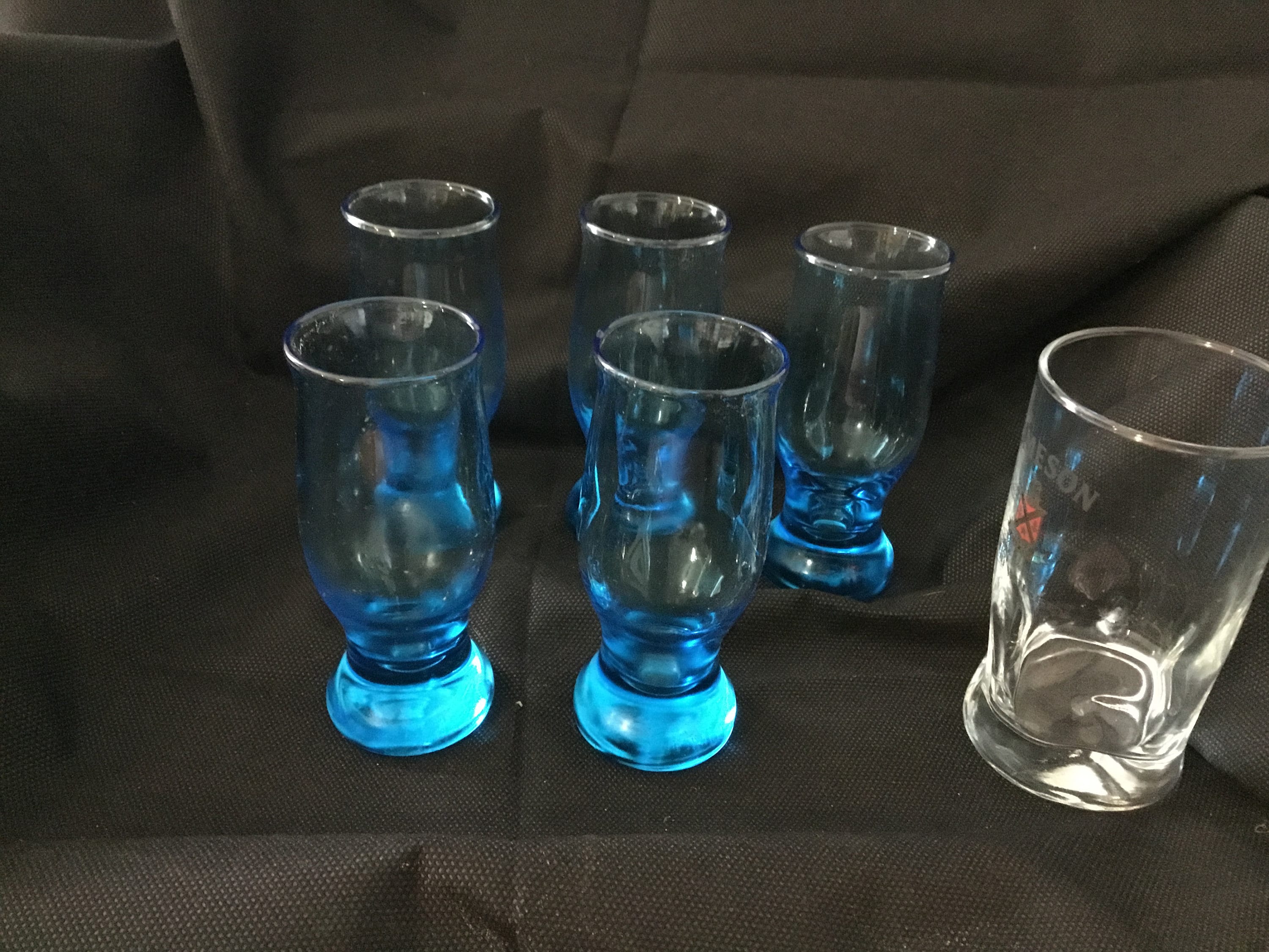 5 Stunning Hand blown shot glasses heavy bottom glasses blue Etsy