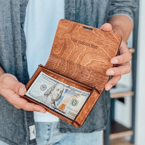 Cadeau pour lui Porte-monnaie Cadeaux de Noël Tirelire Tirelire en bois Coffret cadeau de Noël Boîte souvenir Cadeau personnalisé