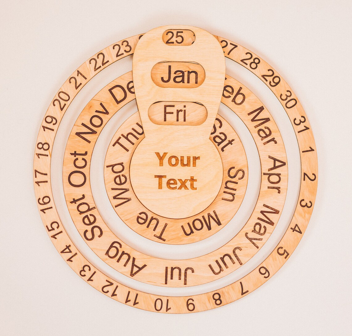 Perpetual wooden calendar calendar Wall calendar Etsy