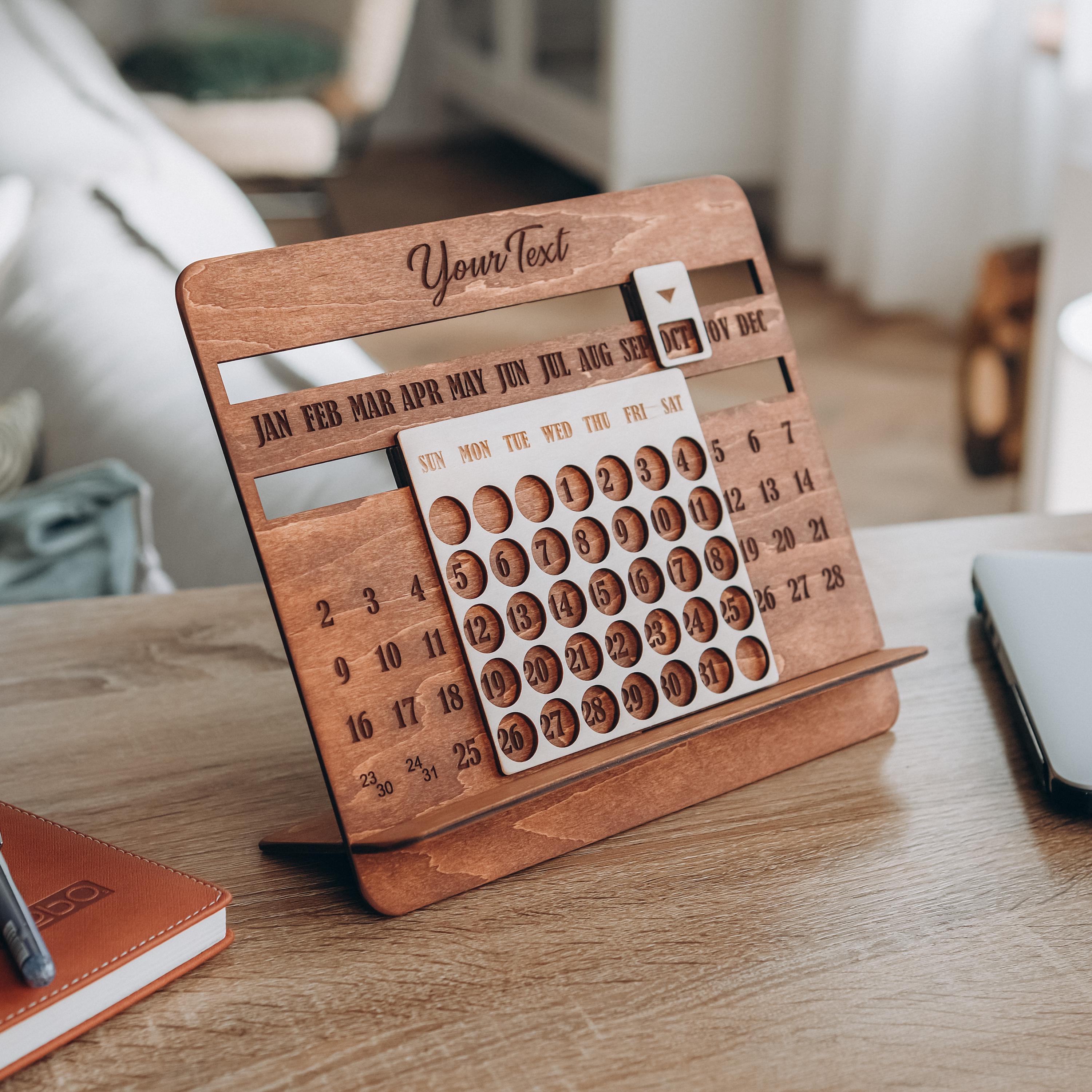 Gift for him Desk calendar Desk accessories Office decor Perpetual calendar Boyfriend gift Annniversary gift Personalized gift for him