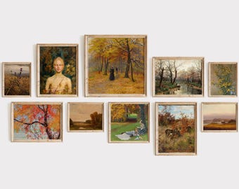 Commercial license for print-on-demand included | 100 CLASSIC Autumn VOL.1. vintage paintings | Digital Artwork for POD | instant download