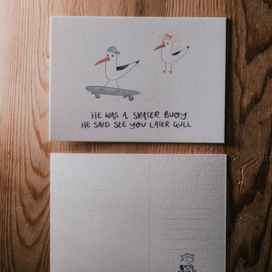 Il était une bouée de patineur, il a dit vous voir plus tard Gull Single Carte postale (Bouées et mouettes) Pun Seagull Beach