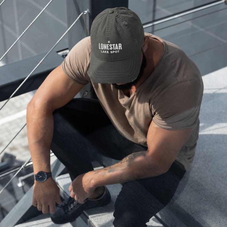 Distressed Baseball Cap Unisex One Size Adjustable Lonestar Lake Spot