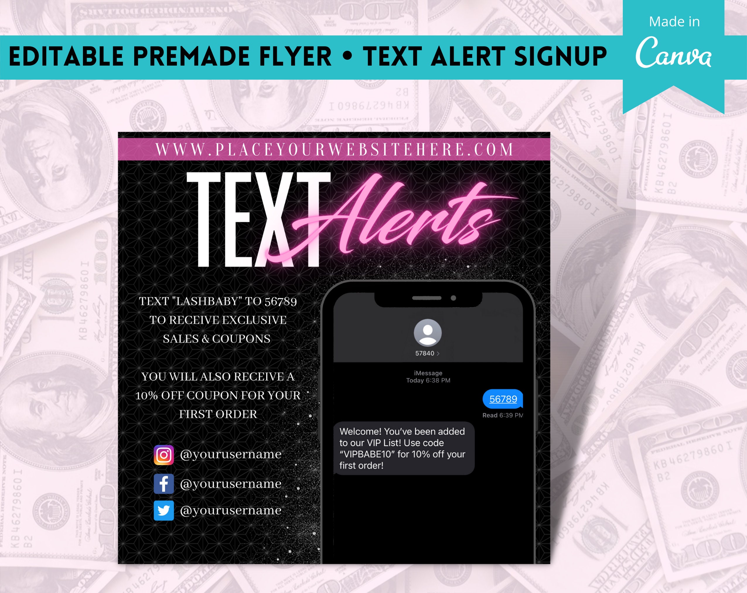 Text Alerts Template Editable Flyer Template Canva Template Etsy Text Alerts Template Editable Flyer Template Canva Template Etsy