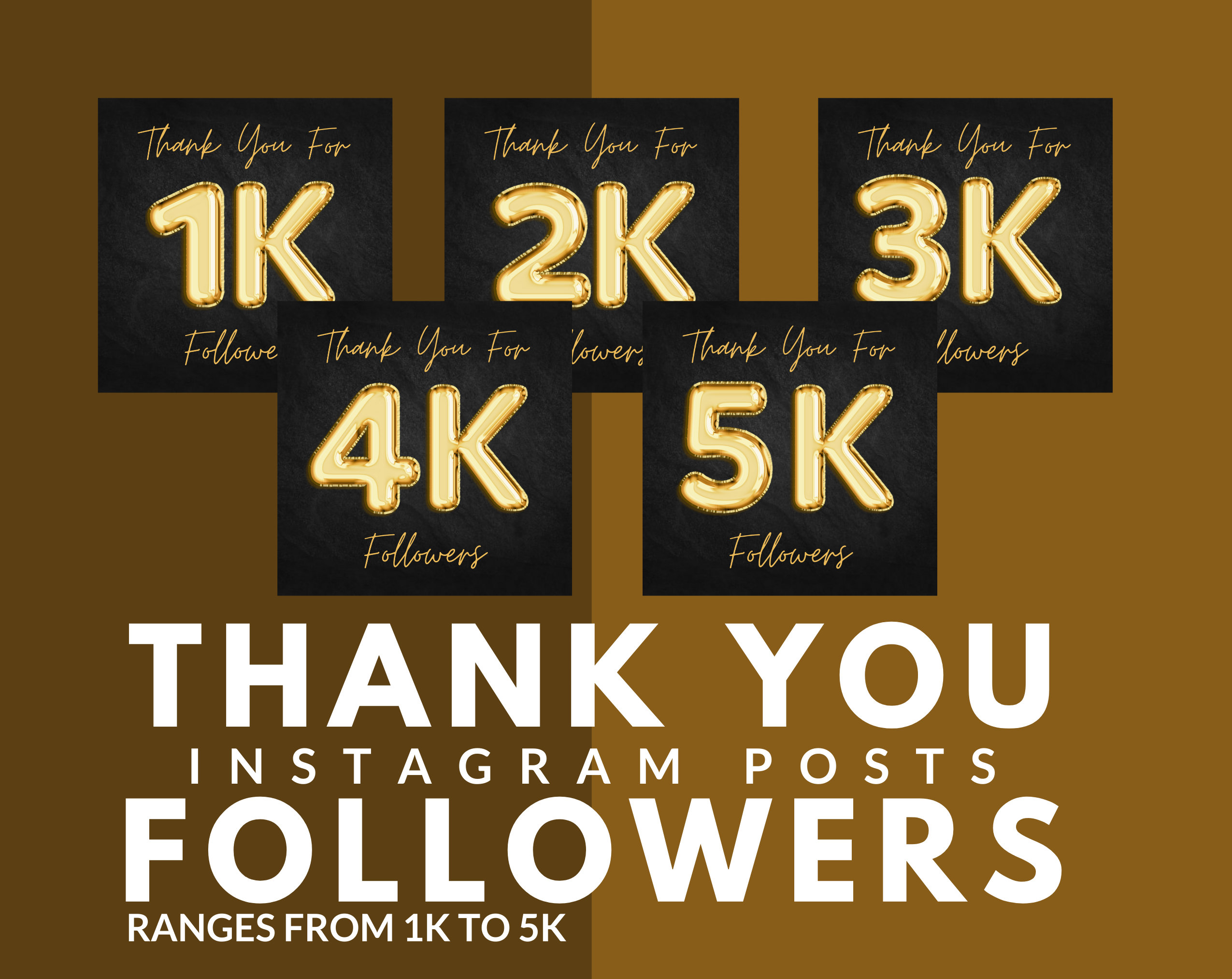 5 Thank You Instagram Posts, 1K 5K Followers, Ready to Post, Premade