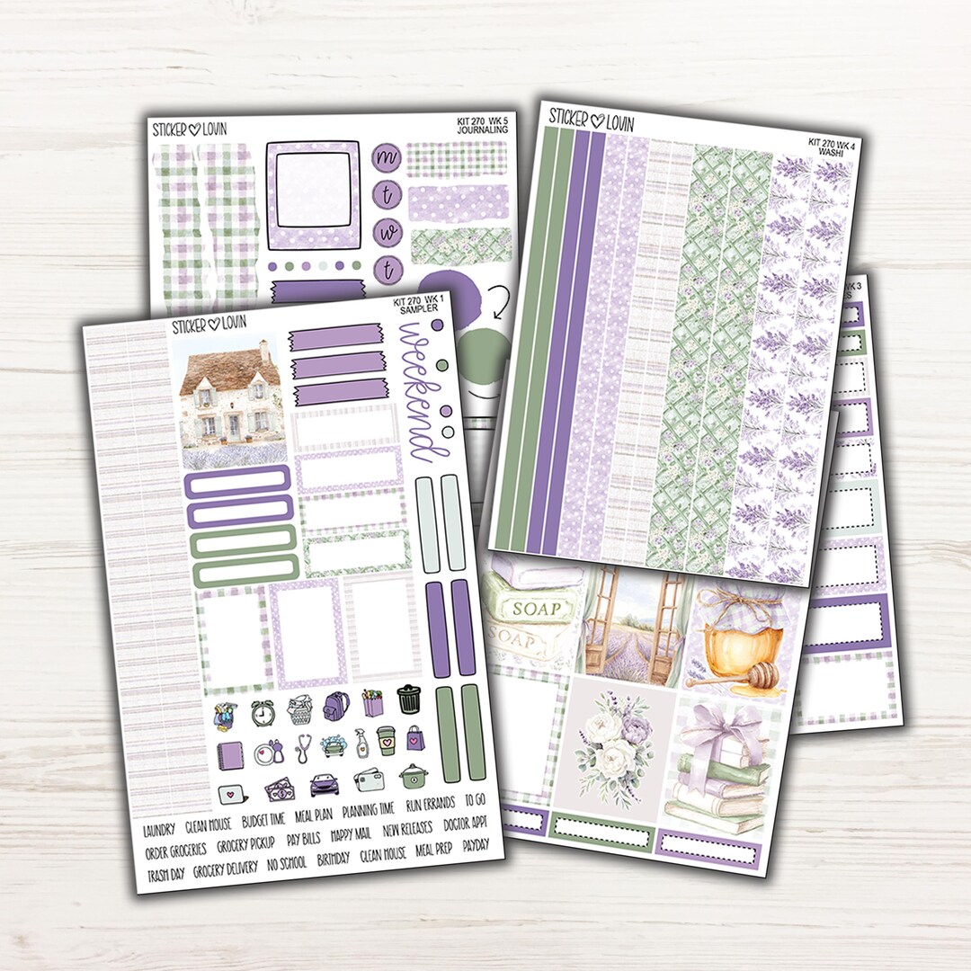 Pistachio Lavender Weekly Sticker Kit - Weekly Planner Sticker Kit ...