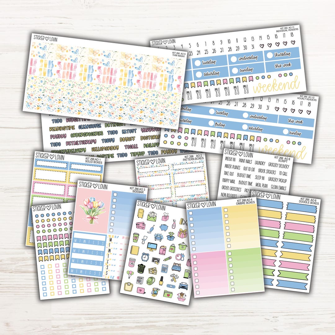 Bubbly Spring Weekly Sticker Kit Add Ons - Weekly Planner Sticker Kit ...