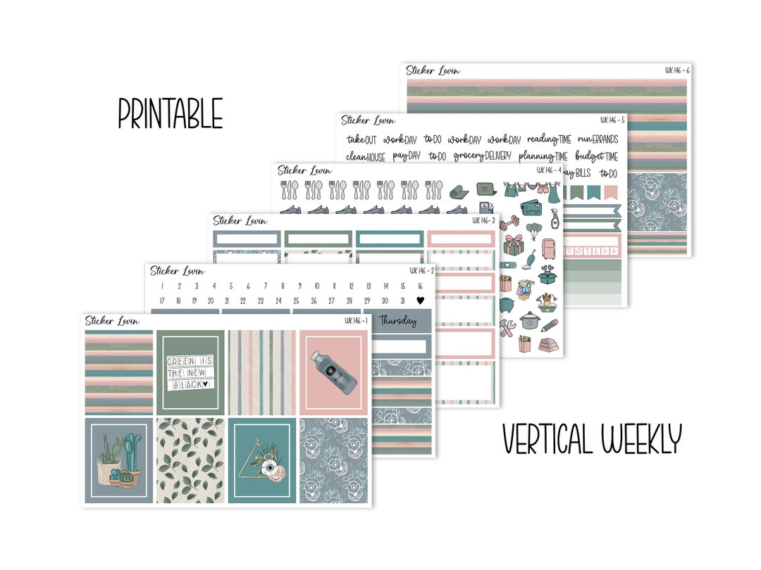 Printable Vertical Weekly Kit // Printable Planner Stickers // Instant ...