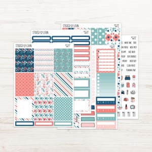 WK 237 Bright Florals Weekly Sticker Kit - Weekly Planner Sticker Kit - 7x9 Vertical Kit - 7x9 Weekly Kit